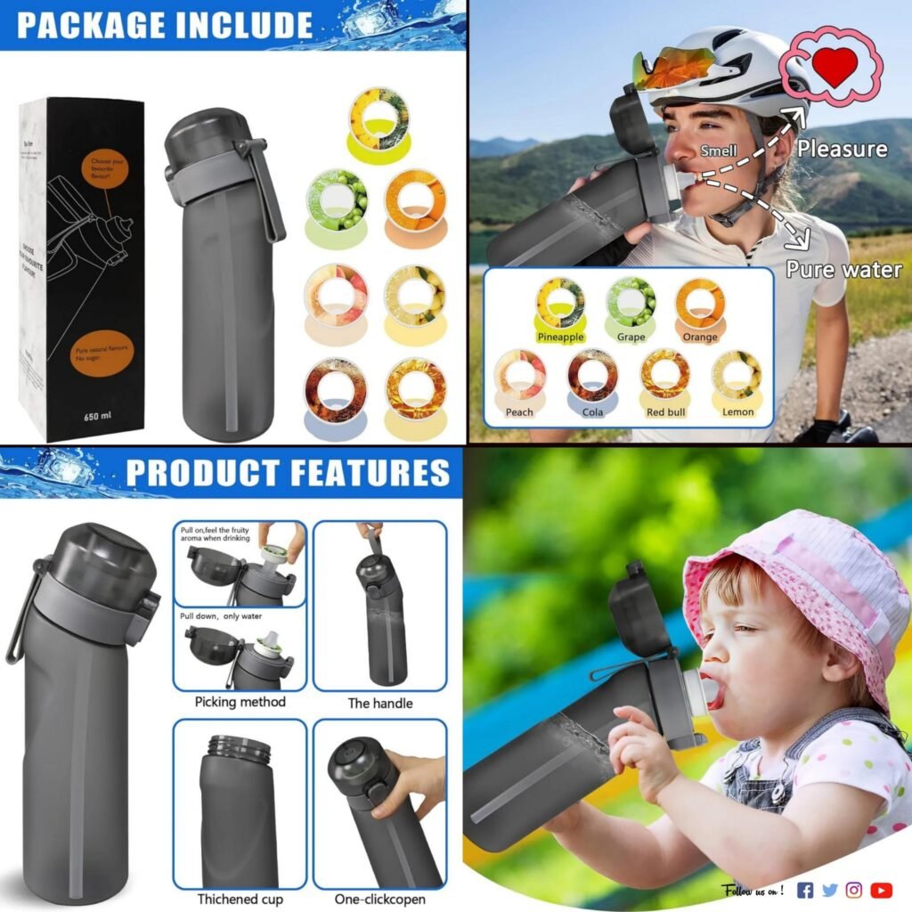 Dacnod air up water bottle is designed to enhance your drinking experience with 7 included flavor pods